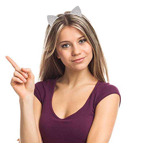 2 Pcs Cat Ears Headband Halloween Rhinestone Kitty Hair Hoops Crystal Cat Kitten Ears Headpiece Hairband Hair Bands Women Christmas Party Decoration Cosplay Costume Handmade Cute Hair Accessories #TOP1