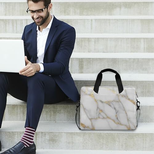 Bolso para portátil blanco con diseño mármol oro miniatura 3
