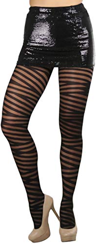 Image of ToBeInStyle Women's Strappy Zig Zag Lace Up Bandage Print Fashion Goth Tights