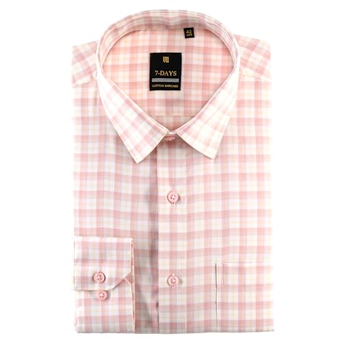 7-DAYS Men’s Premium Checks Formal Shirt – Cotton Rich, Regular F...