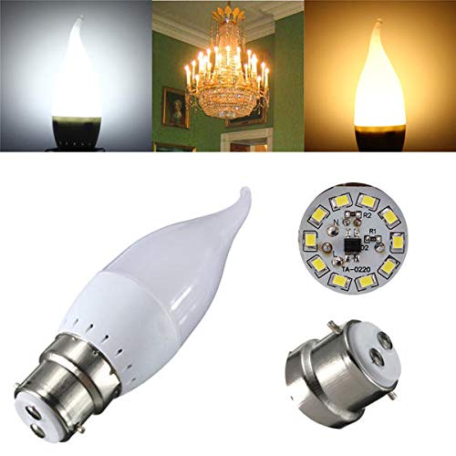 NHDY B22 3W Blanc Blanc Fort LED Bougie Flamme Lustre Ampoule Effacer AC 220V 0914 (Color : Pure White)