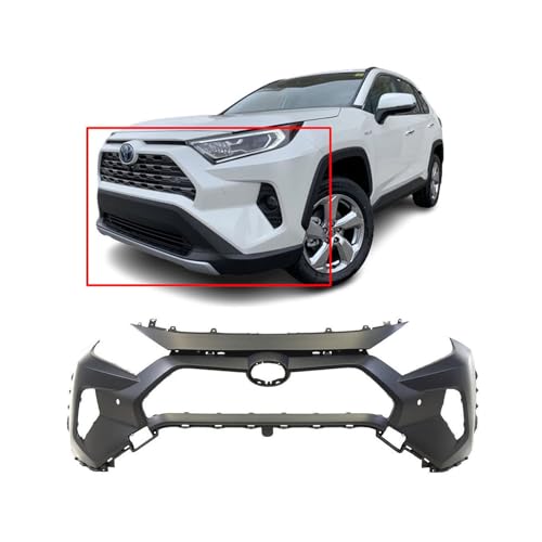 Image of FitParts Compatible with Toyota RAV4 2019-2024 Front Bumper Cover | Primed, With Parking Sensor Holes, With Tow Hook Hole, Ready to Paint, OEM 521194A918, TO1000452