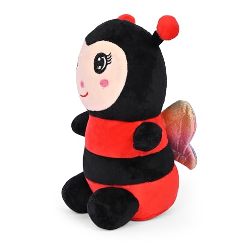 Image of BESTIES Adorable Cute Bee Soft Toy - Soft Plush Bee Toys, Stuffed Plush Animal Toy, Fluffy Soft Toys for Girls, Boys, Kids, Huggable Plush Toys - 24 cm (Red)