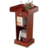 Wooden Small Podium Table with Compartments Large Capacity Podium Stand Creative Church Pulpit Modern Classic Lectern Stands with Drawer Sophisticated Hosting Desk for Restaurant Cafe Hotel