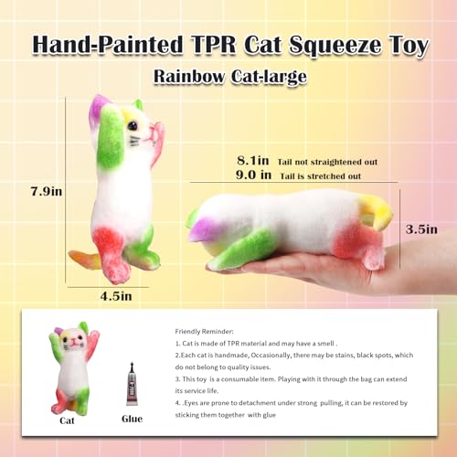 Image of Big Hand Painted Cat Squishy Toys,Large Cute Ultra Soft Kitty Squeeze Fidget Toy for Stress Relief,Kawaii Squishies Sticky Animal Toy for Adults Kids,Decompression Sensory Balls Toys for Autism