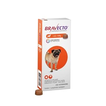 Bravecto® Cães 250mg - Antipulgas e Carrapatos - Cães de 4,5 a 10kg - 1 Comp. Mastigável - MSD Saúde Animal