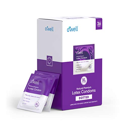 O Well All-Natural Latex Condoms, Non-Toxic, Non-Gmo, Iso 4074, Triple Tested Condom | Lubricated For Added Comfort & Sensitivity (Dotted), 36 Count | X-Large (56X190Mm) #TOP28