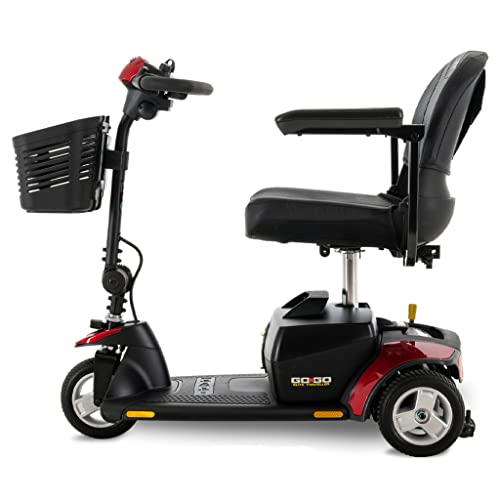 Pride Mobility Go-Go Elite Traveller 3-Wheel Mobility Scooter, Longer Range 18 Ah Battery, W/ Avail Extended Warr, Red Blue #TOP4