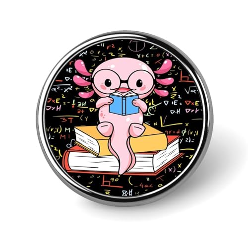 Insignia de lectura de ajolote, pin redondo, pin de solapa, broche estampado, regalos para hombres y mujeres, 1 pulgada