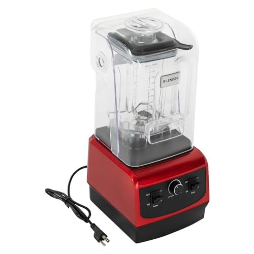 2.2L Professional Grade Blender 110V Soundproof & Quiet Commercial Blenders, Removable Shield for Kitchen, Fruits, Smoothies, Frozen Drinks Red