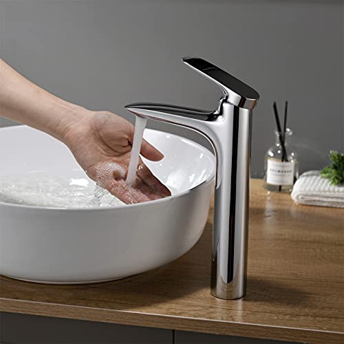Grifo para lavabo negro cepillado de cuerpo alto monomando de baño 3