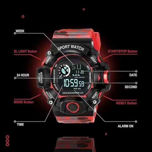 Image of SELLORIA Silicone Digital Watch Shockproof Multi-Functional Automatic Black Color Strap Waterproof Digital Sports Watch for Men Pack of 1, Water Resistance