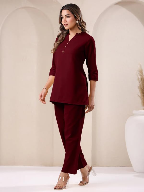 Image of Co Ord Set for Women Stylish Pure Cotton Airy Linen Lounge Wear Kurta Coord Set for Women | Regular Fit Solid Summer Kurti Set Casual, Travel, Office Formal Wear