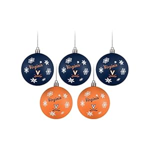 FOCO NCAA Logo 5-Pack Shatterproof Holiday Tree Ball Ornament Set, Team Color, One Size