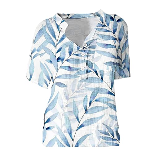 St Patricks Day Shirt Women Summer Cotton Linen Button Blouses Short Sleeve Floral Printed Blouse Shirts Tops #TOP3