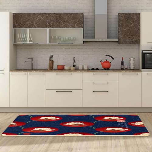 2 alfombrillas de cocina vintage VAPOKF de peonías lavables 3
