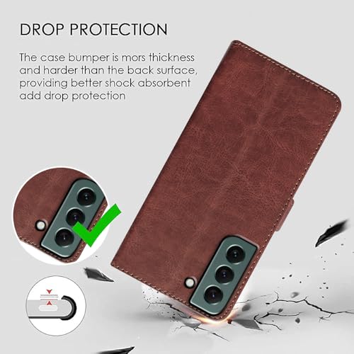 Image of Flip Cover Back Case for Samsung Galaxy S22 5G | Premium Leather Finish | Inbuilt Pockets & Stand | Flip Cover Back Case for Samsung Galaxy S22 5G (Brown)