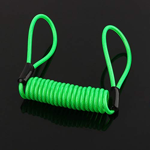 Cavo promemoria molla allarme moto, verde impermeabile Blocco disco Cavo promemoria sicurezza Scooter bici moto anti ladro sicuro per scooter moto freno a disco bici, cavo promemoria blocco