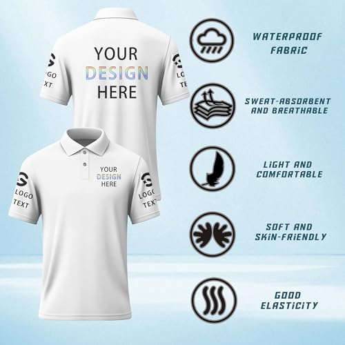 Custom Polo Shirts Personalized Logo Text Name for Men Women Kids Toddler Baby Company Work Uniform Team Polo Shirt miniatura 3