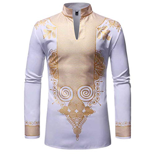 Camisas Hombres, Dragon868 Cuello de Estilo Africano para Hombre Traje Largo Casual...