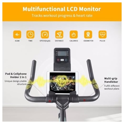 Adjustable Indoor Exercise Bike with LCD Monitor