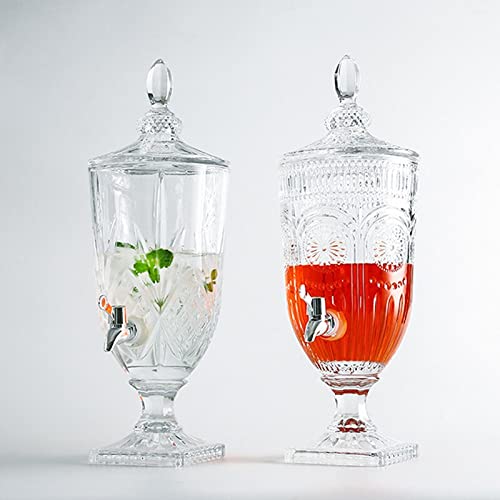 BINZO Glass Multipurpose Beverage Dispenser - 1800 ml / 1.8 Litre for Water, Mocktails, Golgappe, Juice, Liquor - With Tap, Assorted Design - Gift Item, Pack of 1 4