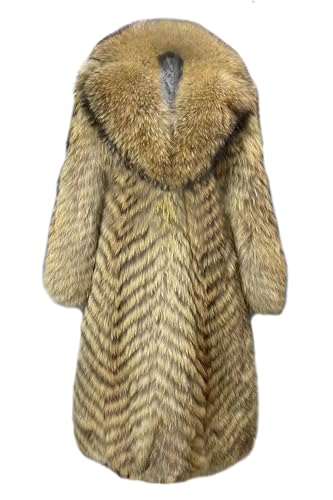 Women's Genuine Fox Fur Jacket Winter Coat Long Fuzzy Outerwear Turn-down Collar