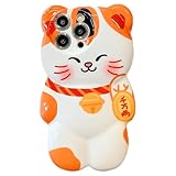 SGVAHY Case for iPhone 13 Pro Max Cute Kawaii 3D Cartoon Lucky Cat Soft Silicone Bumper Shockproof Cover Protective Case for Kids Girls