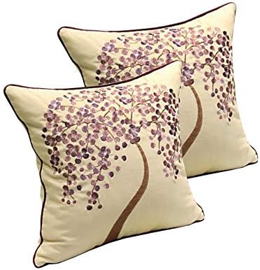 ZUODO 18 x18 Inches Square Jacquard Pillow Covers Soft Purple Tree Cushion Covers 45 x45 cm Embroidered Decorative for Couch Bed Car Pack of 2 (Moneytree-Purple, 2)