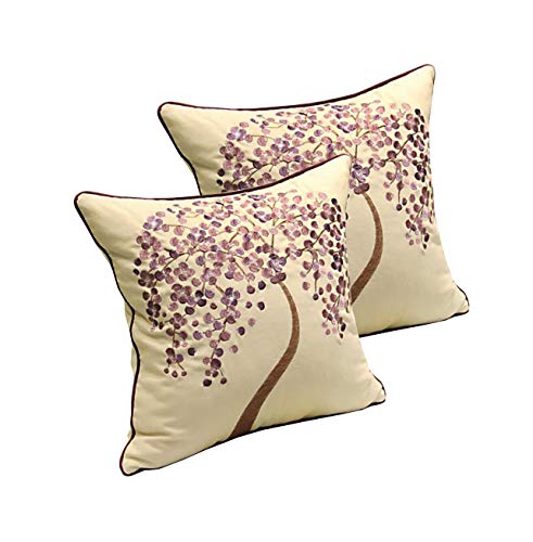 Zuodo 18 X18 Inches Square Jacquard Pillow Covers Soft Purple Tree Cushion Covers 45 X45 Cm Embroidered Decorative For Couch Bed Car Pack Of 2 (Moneytree-Purple, 2) #TOP19