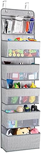 Univivi 6 - Layer Fabric Over the Door Organizer Gray Foldable Door Organizers Nursery Closet Storage, Large Hanging Door Organizer for Cosmetics, Toys and Sundries…
