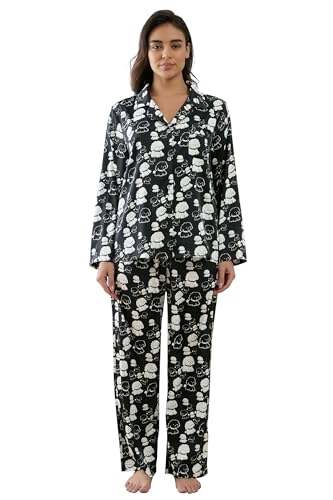 Image of YiNi LuLu Womens Silk Satin Pajamas Set Button Down 2 Piece Pjs Long Sleeve Oversized Sleepwear with Pockets