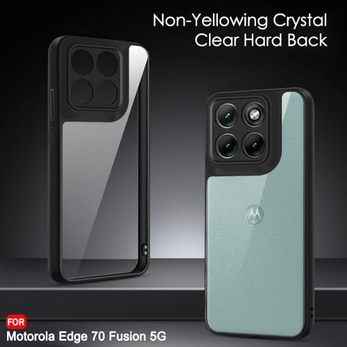 Image of TheGiftKart Hybrid Shockproof Back Cover Case for Motorola Moto Edge 70 Fusion 5G | Hard Back Cover Case for Moto Edge 70 Fusion 5G (PC & TPU, Transparent Clear Back, Black Sides)