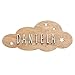 VINTIUN | Nomi in Legno da Appendere | Targa Personalizzata a Forma di Nuvola con Stelle Bianche | Decorazione da parete in Legno | Decorazione da Parete per Bambini con Kit di Lettere Adesive