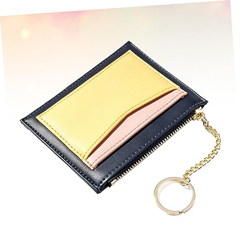 Zipper Coin Purse Fashion Blocking Wallet Small Lightweight Pu Leather Compartment Dark Blue2