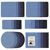 30 Stück Jean-Flicken zum Aufbügeln für Innen und Außen Stärkster Kleber, 100% Baumwolle, Verschiedene Größen, Farben Verschiedene Blautöne