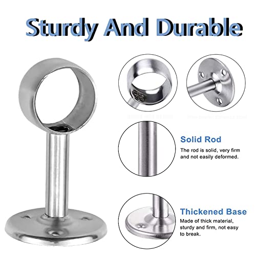 2 Pezzi Staffa Per Montaggio a Soffitto, Bastone Per Tende Inox Supporto, Con Viti, Diametro 22 Mm, Staffa Per Tubo Per Guardaroba, Tubo Per Tenda Per Armadio (Argento) - Image 4