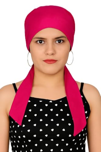 Image of Pure Cotton Double Layer Head Scarves Hair Wrap Cap, Adjustable Free Size Head Cover for Women, Girls, Under Helmet Cover