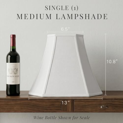 Image of 1-Pack White Square Cut Corner Lamp Shades, 6.5 inch Top x 13 inch Bottom x 10.8 inch Height, Spider Fitter - Medium Shade for Table Lamps, Foldable Bell Fabric Lampshade, Modern & Minimalist Home Decor.
