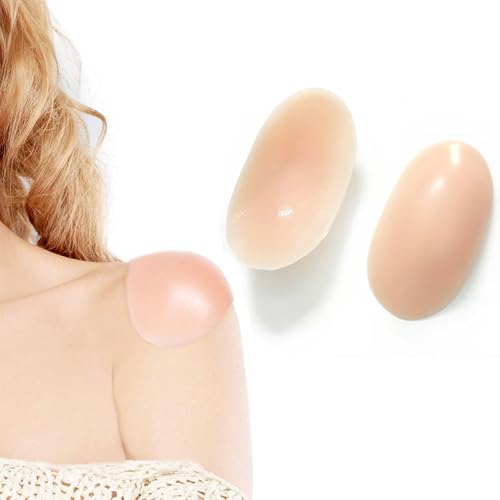 Joteisy Women's Soft Adhesive Silicone Push-up Shoulder Pads: Anti-Slip Enhancers for a Perfect Fit, 1 Pair (Nude)