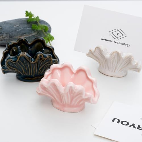 wowhalolo Cute Shell Business Card Holder for Desk - Vertical Display Stand
