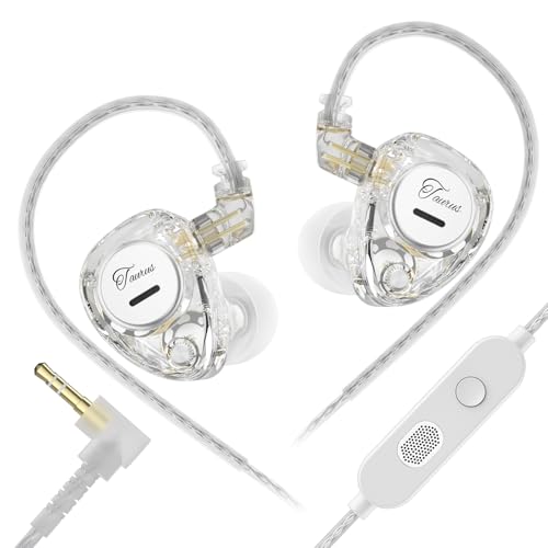 Yinyoo KZ Taurus Auriculares in Ear con Cable y Micrófono Hi-Fi IEM 8mm Controladores Dinámicos Duales In Ear Monitors Graves Profundos Auriculares Gaming con Cable Desmontable