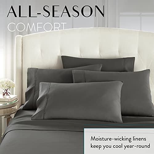Danjor Linens Bed Sheet Set Twin XL for College Dorm Room, Back to School Items, Sheets with 2 Pillowcases, Lightweight Brushed Microfiber Deep Pockets, 4 Piece Bedding Sets, Gray