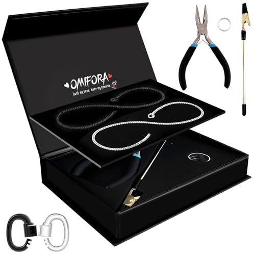 omifora Permanent Bracelet Kit with Ring-Shaped Clasp DIY Romantic Infinity Jewelry for Couples Friends & Family Gift for Anniversaries Mothers Day & Birthdays(Black&Silver)