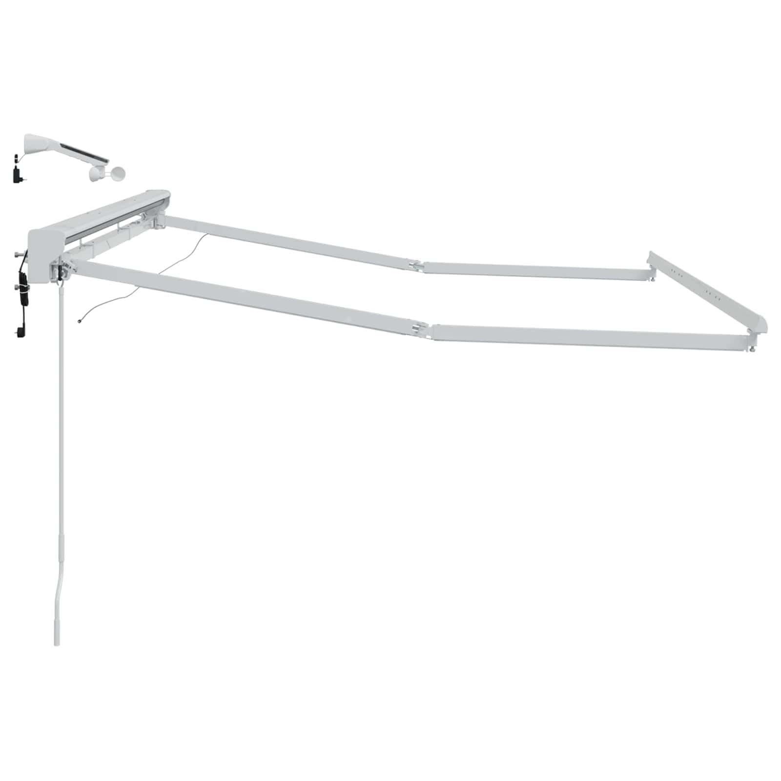 Telaio per tenda da sole elettrico, bianco, 3 x 2 m, in alluminio con LED, funzionamento a manovella, montaggio a parete, braccio articolato e protezione solare per giardino, terrazza, balcone