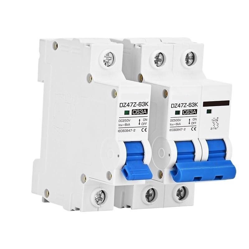 Solar Panel DC Circuit Breaker DC MCB 250V/500V/750V/1000V 2P 3P 4P 16A 32A 50A Non Polarized DC Breaker PV System(2P DC500V,50A)