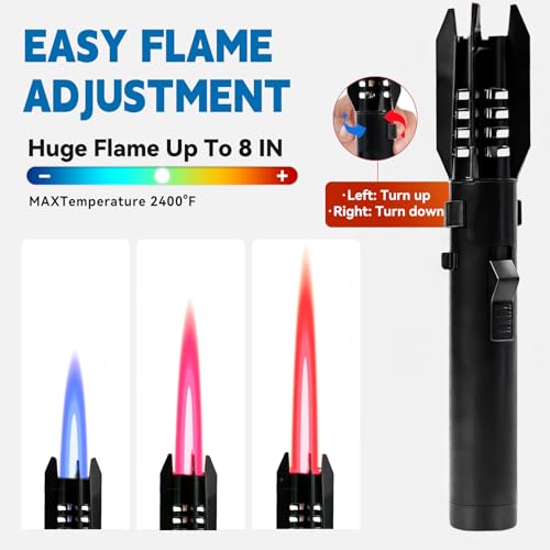 Encendedor de antorcha ZQMW negro con llama ajustable miniatura 3