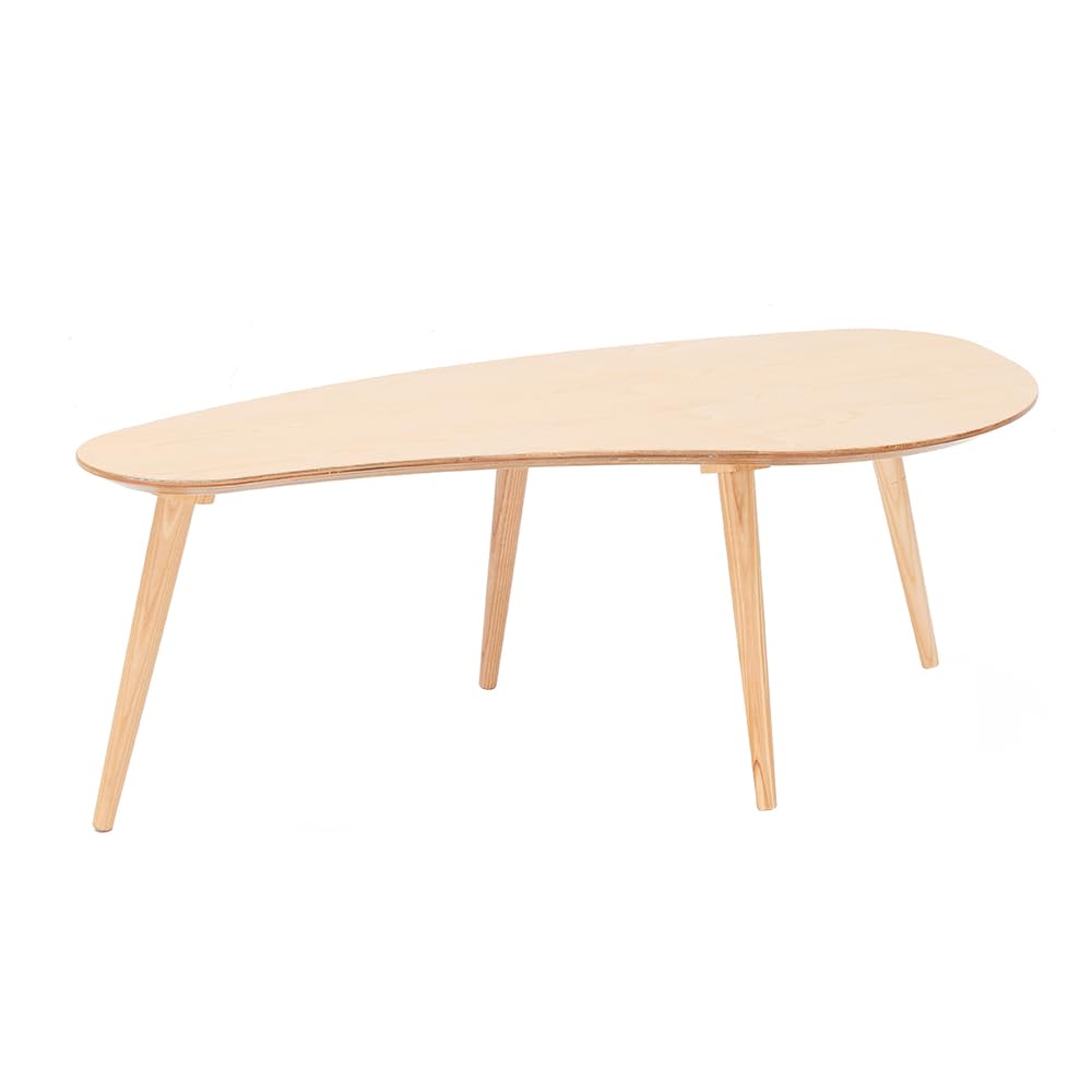 Solid Wood Table Desk, Coffee Table End Table Round for Kitchen Dining Room, Living Room, Bedroom and Restaurant, 4 Legs Removable-Natural