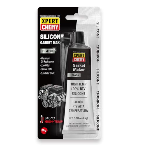 RTV Silicone Gasket Maker, High Temp Silicone Sealant for Automotive, Anti-Freeze RTV Resist Oil for Bonding Internal Combustion, Steam Turbines, Engines, Gearboxes, Pumps, Black