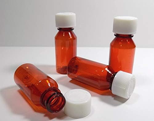 Graduated Oval 1 Ounce Plastic Amber Travel - RX Medicine Bottles w/Caps-Case of 400 -Pharmaceutical Grade-Perfect for Travel-Very Strong Sidewall and Secure Cap